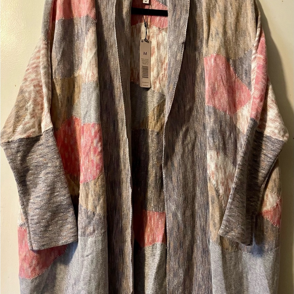 NIC+ZOE Pink and Gray Abstract Cape